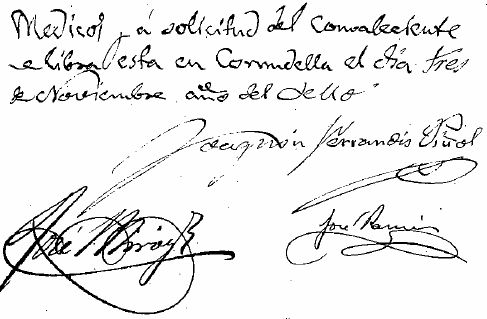 Signatura de Joaquim Ferrandis Piñol. Procedent de l’Arxiu Històric de Falset.
