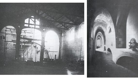 Foto esquerra: El celler en construcció, any 1919. Foto dreta: El celler, 1920, poc després de la seva construcció.